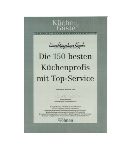 Käppler Urkunde Die 150 besten Küchenprofis