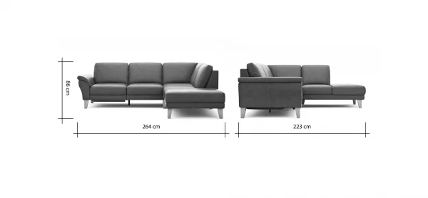 Ecksofa Rockport A - 2,5-Sitzer mit Ecke rechts inkl. Relaxfunktion (motorisch), Stoff, Grau – Bild 5