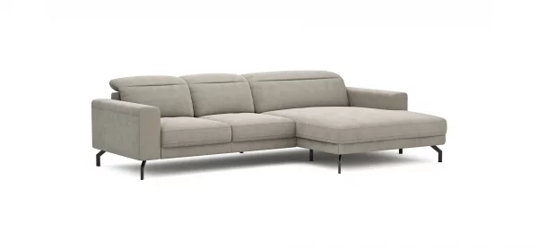 Ecksofa Rockport B - 2,5-Sitzer mit Longchair rechts inkl. Kopfteil/Sitztiefe verstellbar, Stoff, Khaki – Bild 12