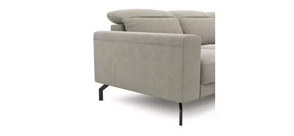 Ecksofa Rockport B - 2,5-Sitzer mit Longchair rechts inkl. Kopfteil/Sitztiefe verstellbar, Stoff, Khaki – Bild 4