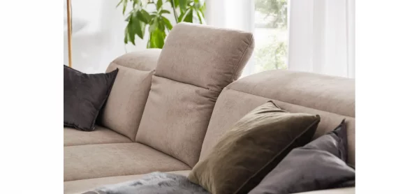 Ecksofa Rockport B - 2,5-Sitzer mit Longchair rechts inkl. Kopfteil/Sitztiefe verstellbar, Stoff, Khaki – Bild 7