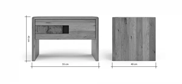 Nachttisch Baltimore - Rechts, Wildeiche massiv, mit Hirnholzeinsatz – Bild 8