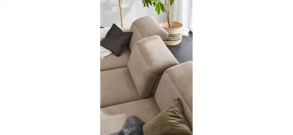 Ecksofa Rockport B - 2,5-Sitzer mit Longchair rechts inkl. Kopfteil verstellbar und Sitztiefe verstellbar (motorisch), Stoff, Khaki – Bild 8