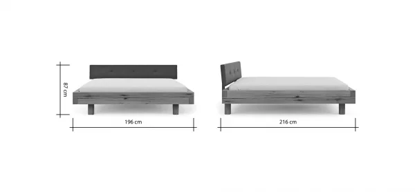Bettgestell Baltimore - Liegefläche ca. 180x200 cm, Wildeiche massiv, mit Polsterkopfteil Anthrazit – Bild 9
