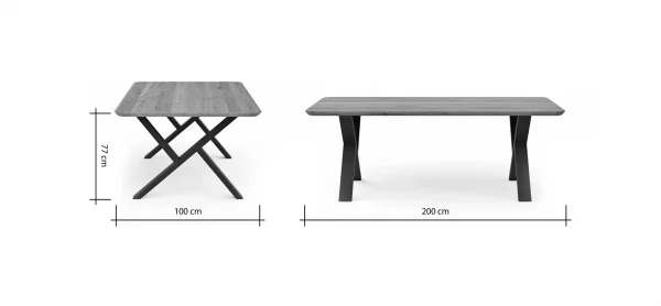 Esstisch Belfast - LB ca. 200x100 cm, Eiche massiv, X-Gestell asymmetrisch – Bild 12