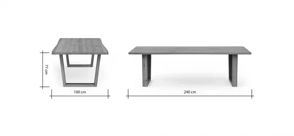 Esstisch Belfast - LB ca. 240x100 cm, Eiche massiv, mit Metalleinlage im Gestell – Bild 7