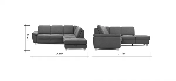 Ecksofa Sommerville - 2,5-Sitzer mit  Ecke rechts, inkl. Schlaffunktion, Relaxfunktion (manuell), Stoff, Anthrazit – Bild 9