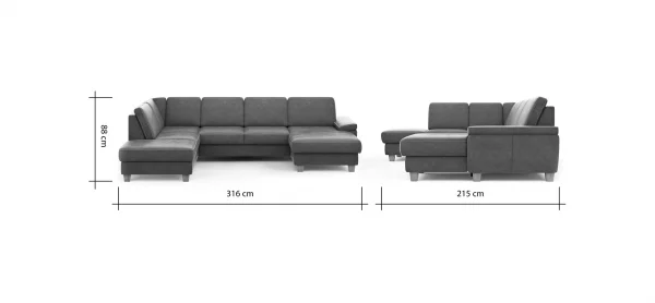 Wohnlandschaft Sommerville - Ecke links mit 2,5-Sitzer und Longchair rechts, Stoff, Braun – Bild 5