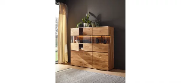 Highboard Hillsboro - inkl. Beleuchtung, Wildeiche natur, geölt – Bild 2