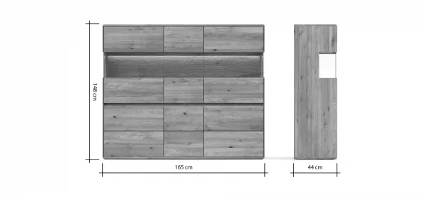 Highboard Hillsboro - inkl. Beleuchtung, Wildeiche natur, geölt – Bild 8