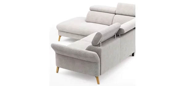 Sofa Maryville - Eckelement und Abschlussteil medium links mit 2,5-Sitzer, inkl. Kopfteil verstellbar, Stoff, Beige – Bild 2