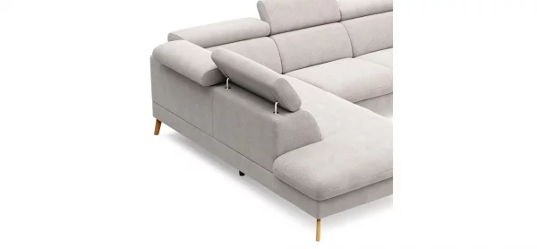 Sofa Maryville - Eckelement und Abschlussteil medium links mit 2,5-Sitzer, inkl. Kopfteil verstellbar, Stoff, Beige – Bild 3