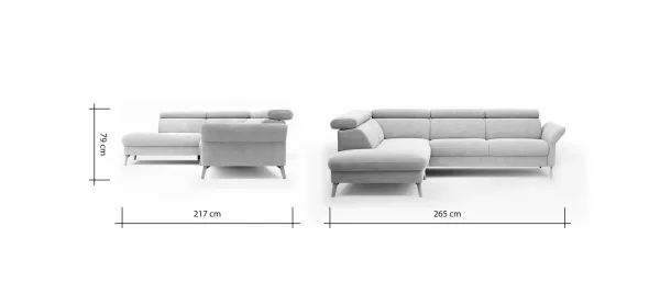 Sofa Maryville - Eckelement und Abschlussteil medium links mit 2,5-Sitzer, inkl. Kopfteil verstellbar, Stoff, Beige – Bild 8