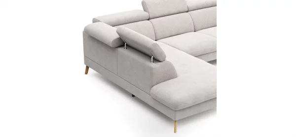 Sofa Maryville - Eckelement und Abschlussteil medium links mit 2,5-Sitzer, inkl. Schlaffunktion, Stauraum, Armlehne/Kopfteil verstellbar, Stoff, Beige – Bild 3