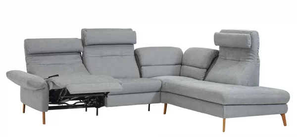 Ecksofa Jacksonville - 3-Sitzer medium, Eckelement mit Abschlussteil rechts, inkl. Relaxfunktion (motorisch) und Armlehne verstellbar, Stoff, Hellblau – Bild 13