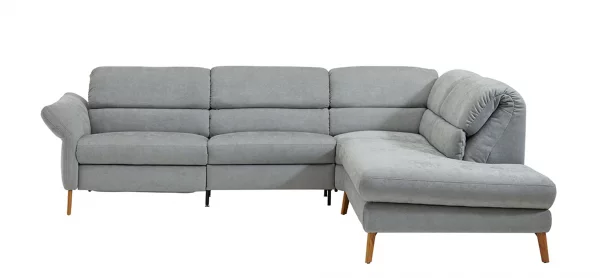 Ecksofa Jacksonville - 3-Sitzer medium, Eckelement mit Abschlussteil rechts, inkl. Relaxfunktion (motorisch) und Armlehne verstellbar, Stoff, Hellblau