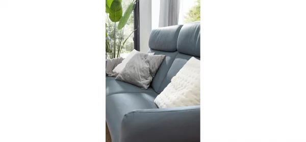 Sofa Fresno - 2,5-Sitzer, Rücken unecht, Leder, Hellblau – Bild 3