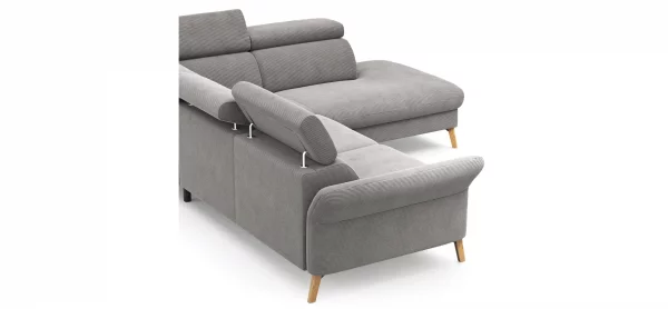 Sofa Maryville - 2,5-Sitzer mit Eckelement und Abschlussteil medium rechts, inkl. Kopfteil verstellbar, Stoff, Grau – Bild 2