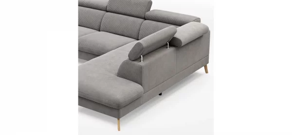 Sofa Maryville - 2,5-Sitzer mit Eckelement und Abschlussteil medium rechts, inkl. Kopfteil verstellbar, Stoff, Grau – Bild 3