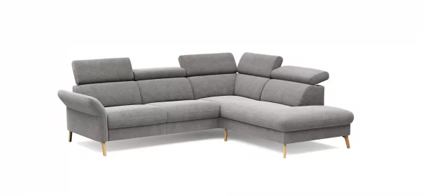 Sofa Maryville - 2,5-Sitzer mit Eckelement und Abschlussteil medium rechts, inkl. Kopfteil verstellbar, Stoff, Grau – Bild 5