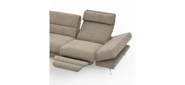 Ecksofa San Fernando - 2-Sitzer mit Ecke rechts, Armlehne verstellbar, Rückenlehne/Sitztiefe verstellbar, Relaxfunktion motorisch, Stoff, Latte – Bild 2