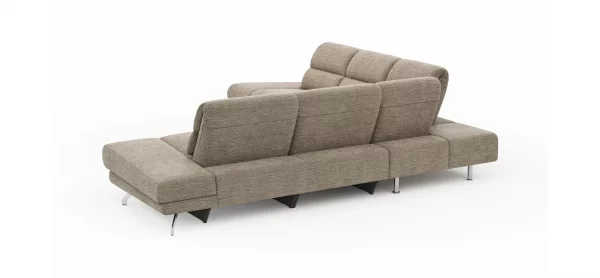 Ecksofa San Fernando - 2-Sitzer mit Ecke rechts, Armlehne verstellbar, Rückenlehne/Sitztiefe verstellbar, Relaxfunktion motorisch, Stoff, Latte – Bild 6