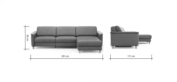 Ecksofa Mendoza - 2,5-Sitzer mit Longchair rechts, Relaxfunktion motorisch, Bettkasten, Leder, Braungrün – Bild 8