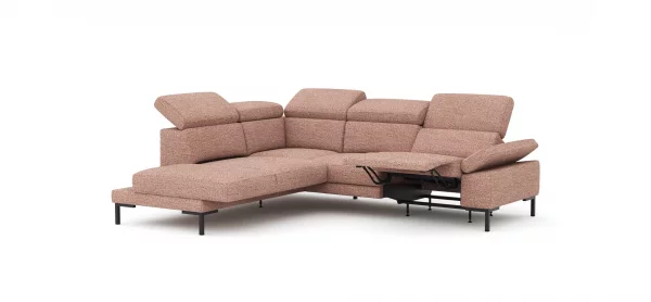 Ecksofa Hudson - Ecke links mit 2,5-Sitzer, inkl. Kopfteil/Armlehne verstellbar und Sitzvorzug/Relaxfunktion (motorisch), Stoff, Kupfer – Bild 5