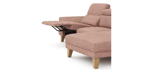 Ecksofa Hudson - 2,5-Sitzer mit Longchair rechts, inkl. Kopfteil/Armlehne verstellbar und Relaxfunktion (motorisch), Stoff, Kupfer – Bild 2