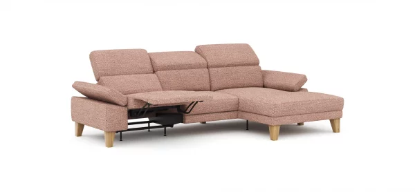 Ecksofa Hudson - 2,5-Sitzer mit Longchair rechts, inkl. Kopfteil/Armlehne verstellbar und Relaxfunktion (motorisch), Stoff, Kupfer – Bild 4