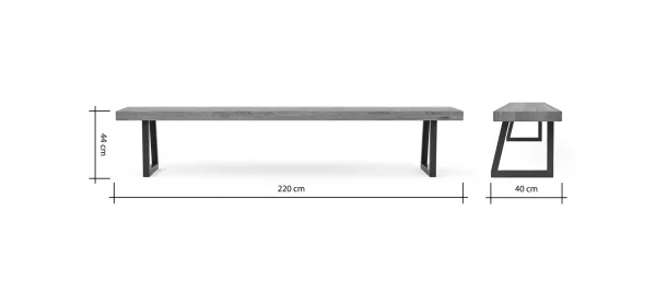 Holzbank Clifton - Breite ca. 220 cm, Zerreiche massiv, natur – Bild 4