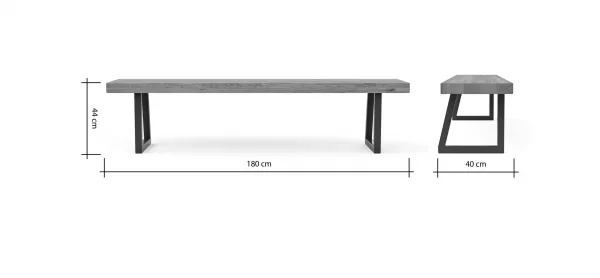 Holzbank Clifton - Breite ca. 180cm, Zerreiche massiv, natur – Bild 4