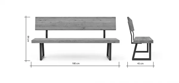 Holzbank Clifton - mit Rückenlehne, Breite ca. 180cm, Zerreiche massiv, smoked – Bild 4