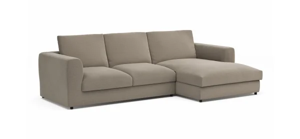 Ecksofa Stormy - 2,5-Sitzer mit Longchair rechts, Stoff, Graubeige – Bild 6