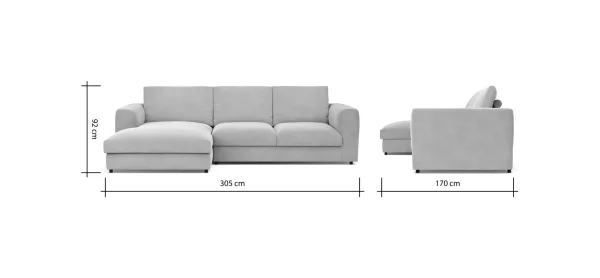 Ecksofa Stormy - Longchairs links mit 2,5-Sitzer, Stoff, Rauchbraun – Bild 8