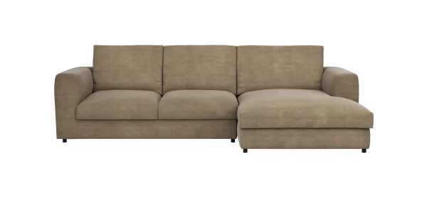 Ecksofa Stormy - 2,5-Sitzer mit Longchair rechts, Stoff, Rauchbraun