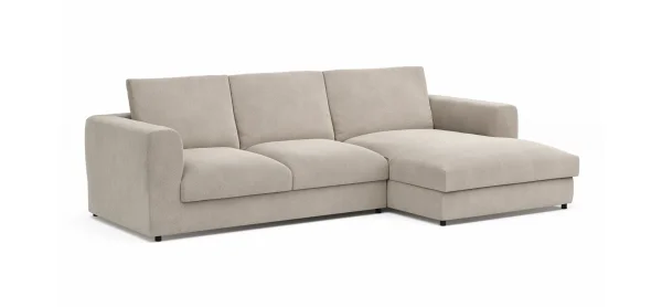 Ecksofa Stormy - 2,5-Sitzer mit Longchair rechts, Stoff, Creme – Bild 6