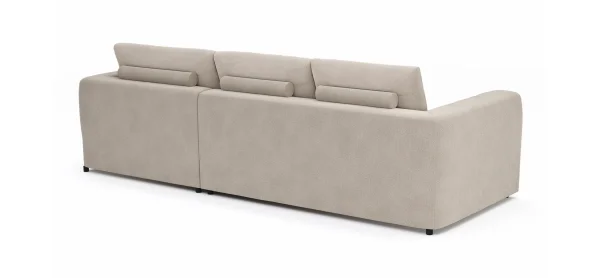 Ecksofa Stormy - 2,5-Sitzer mit Longchair rechts, Stoff, Creme – Bild 7