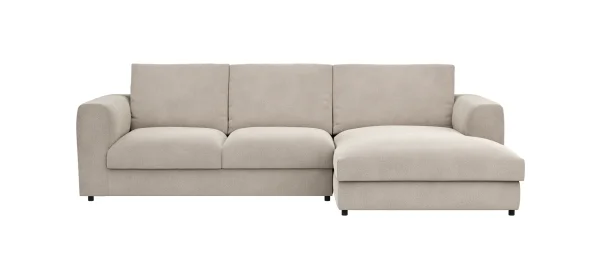 Ecksofa Stormy - 2,5-Sitzer mit Longchair rechts, Stoff, Creme