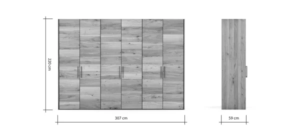 Drehtürenschrank Colorado - B. ca. 307 cm, Wildeichefurnier natur – Bild 9