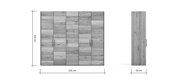 Drehtürenschrank Colorado - B ca. 256 cm, Wildeichefurnier natur – Bild 8
