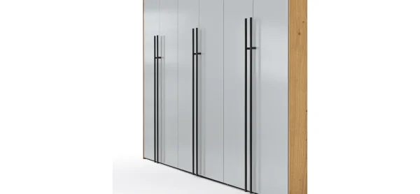 Drehtürenschrank Colorado - B ca. 307 cm, Glas, Hellgrau matt – Bild 4