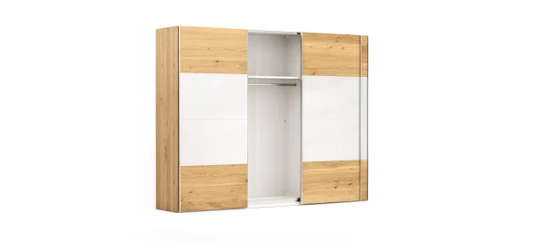 Schwebetürenschrank Colorado - B ca. 307 cm, Eichenfurnier mit Glas weiss – Bild 10